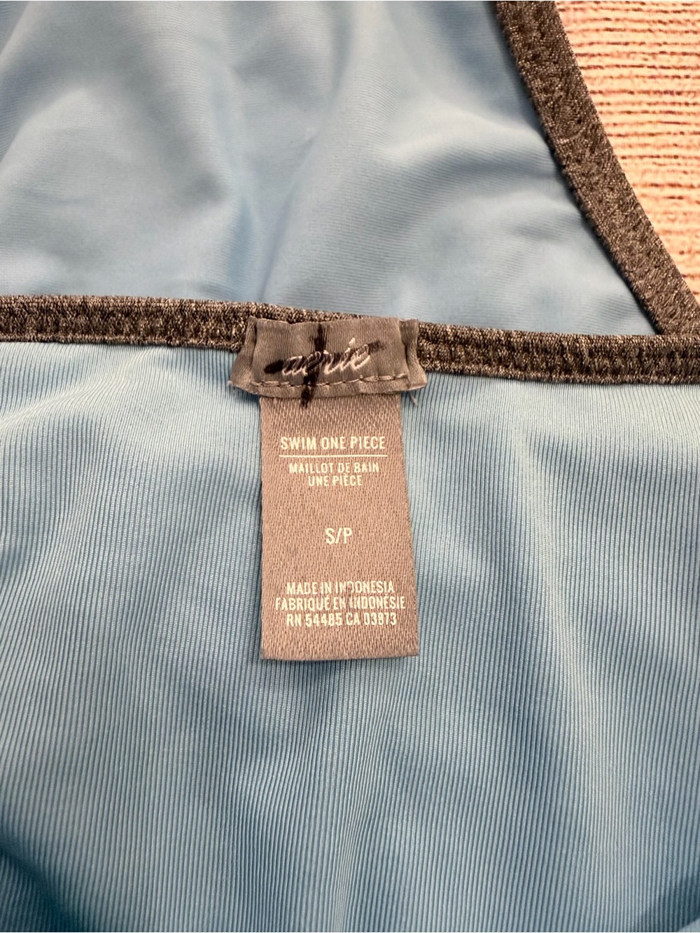 Aerie Light Blue One-Piece Swimsuit with Grey Trim - Small - Picture 3 of 6